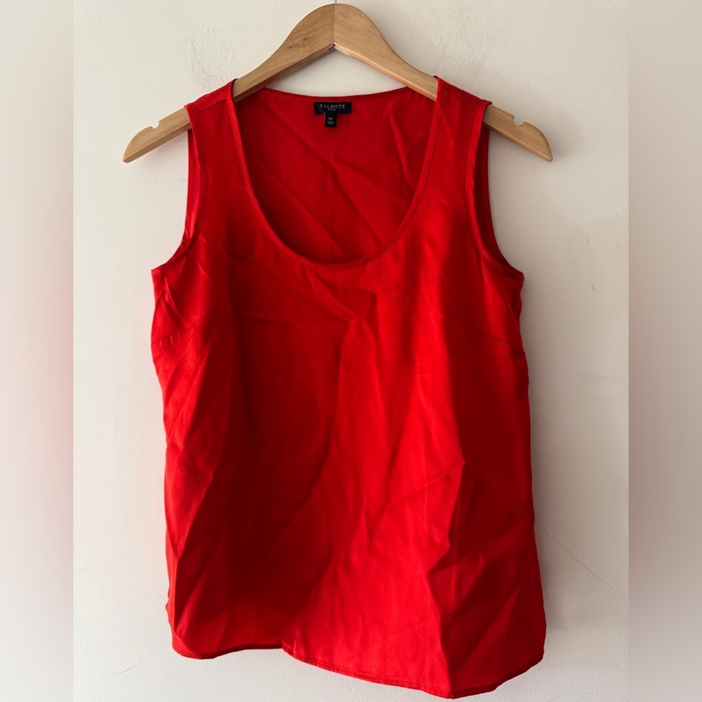 Talbots Red 100% Silk Sleeveless Blouse‎
